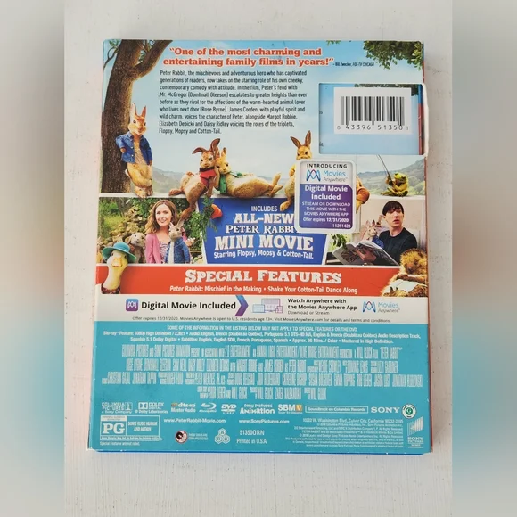 Peter Rabbit I & II Movie Collection Blu-Ray & DVD Set - Picture 3 of 9